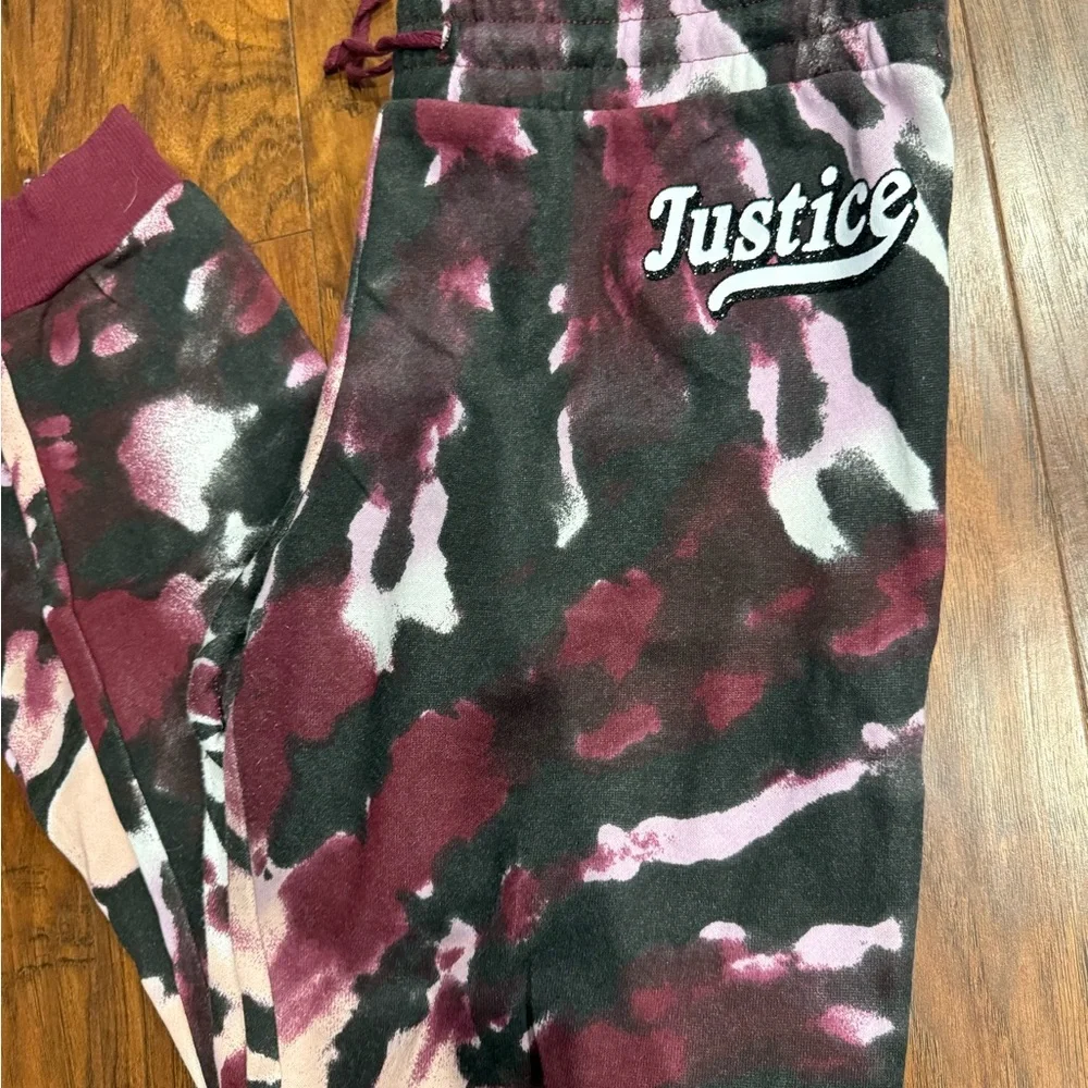 Justice Kids' Burgundy and Black Tie-Dye Joggers
